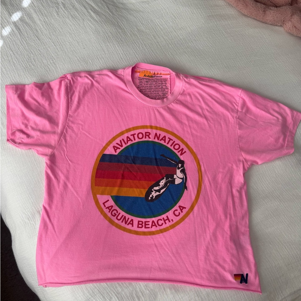 Aviator Nation Pink Tee with Graphic